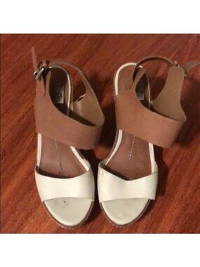 Beige and white dv wedges